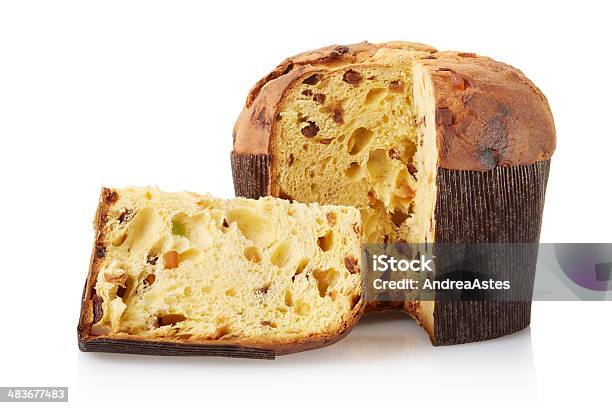 Panettone Italian Christmas Cake Stock Photo - Download Image Now - Panettone, Cut Out, White Background