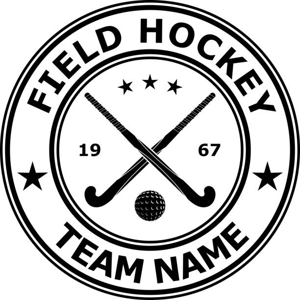 Black badge emblem design field hockey. Vector illustration Black badge emblem design field hockey. Vector illustration field hockey stock illustrations