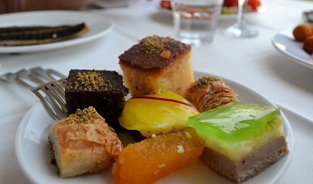 istock Different tasty turkish cakes for dessert 483680876