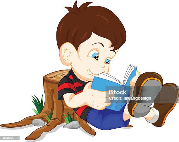 Cute Boy Reading Book Stock Illustration - Download Image Now - 2015, Activity, Book