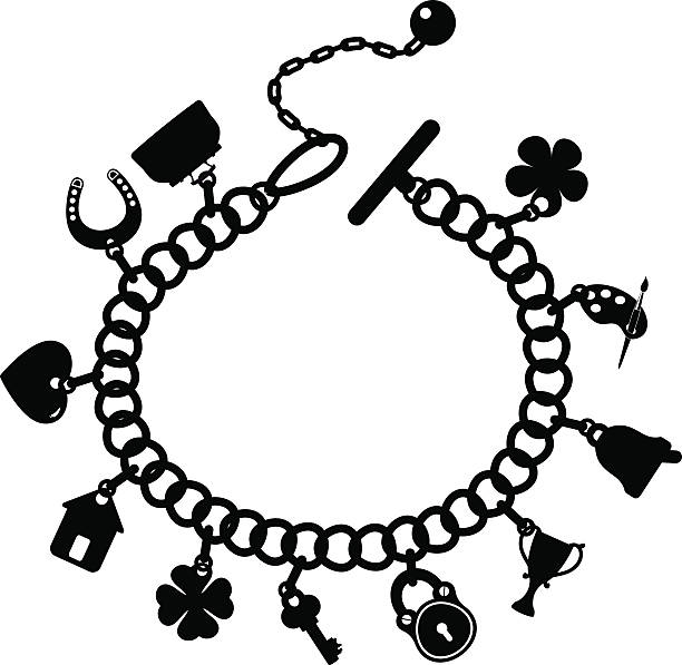 bransoletka charms - good luck charm stock illustrations