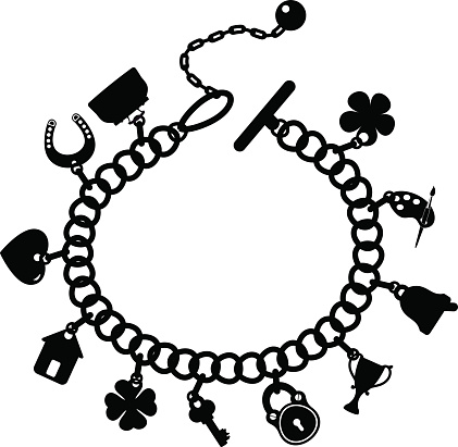 Charm bracelet, silhouette on a white background, EPS 10, AI, JPEG