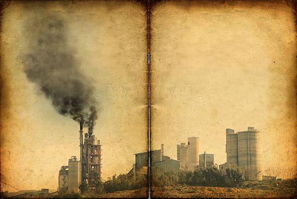 istock industrial pollution against a grungy distorted grain texture 483688175