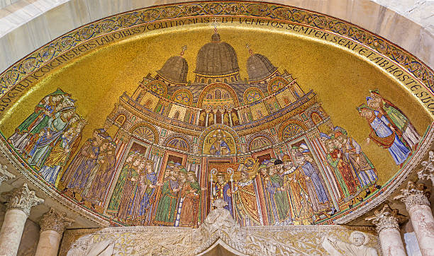 Venice, Italy - May 12, 2012: The Genesi's calotte displais the world origin based on the first book of Bible.