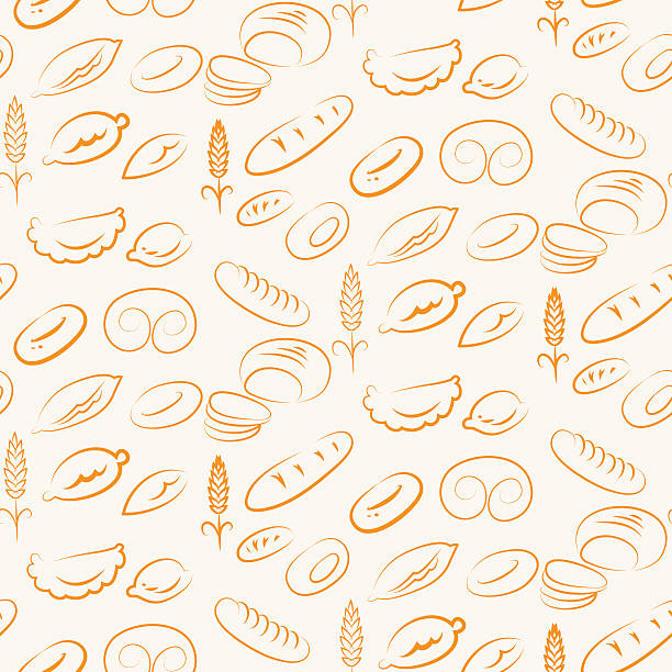 хлеб рисунком - baguette french culture bun bread stock illustrations
