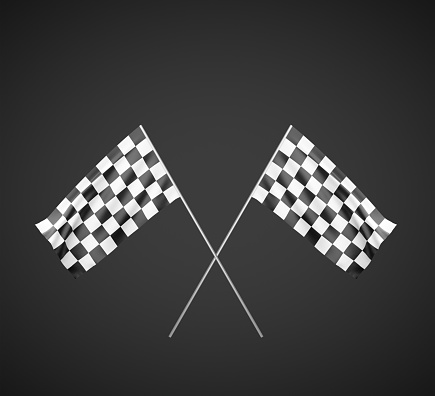 Two Checker Flags Crossed Isolated on a White Background