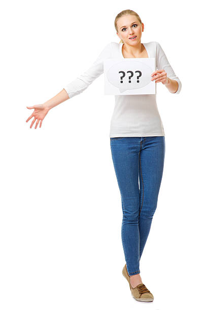 istock Young girl with question banner 483689389