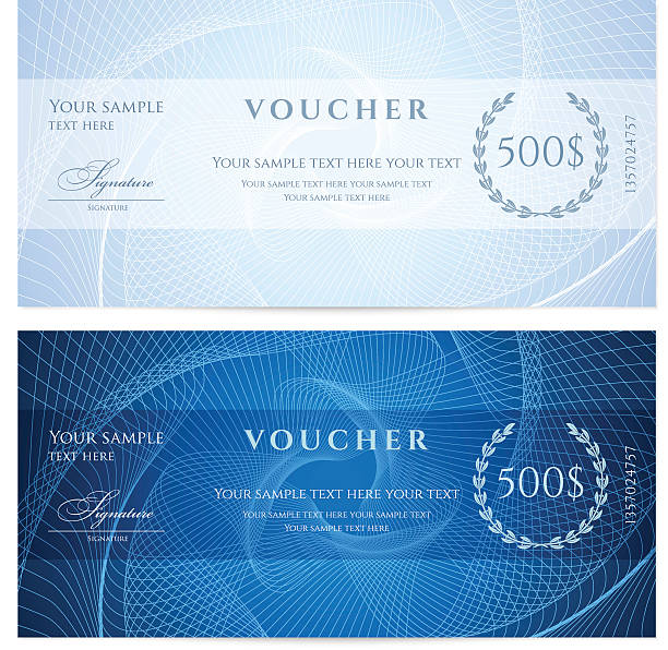 Blue Gift certificate (voucher / coupon) guilloche pattern (banknote, currency, check) Similar Files: banking designs stock illustrations