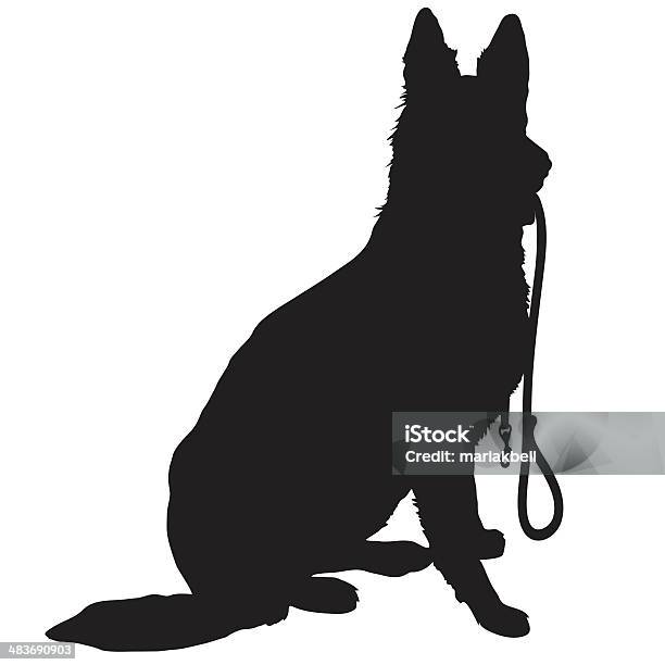 Shepherd With Leash Stock Illustration - Download Image Now - Pet Leash, In Silhouette, Dog