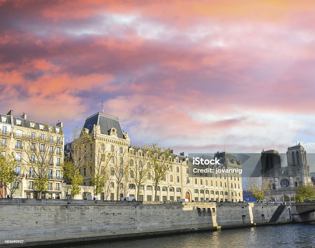 Paris. Seine river and Notre Dame Cathedral Paris. Seine river and Notre Dame Cathedral. Architecture Stock Photo