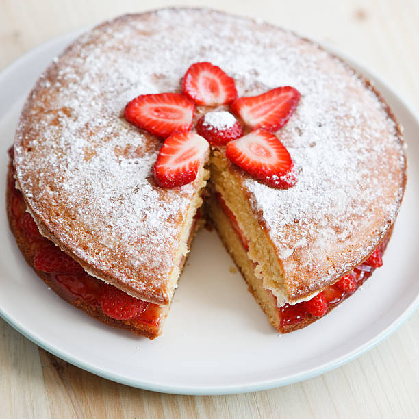 istock Victoria sponge cake with strawberries, cut out 483691885