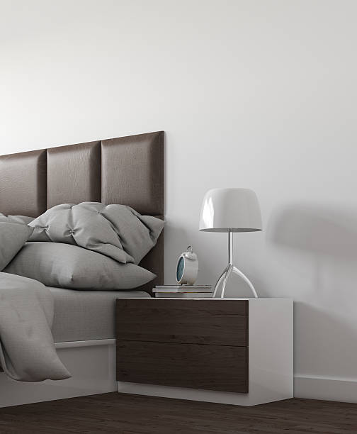habitación minimalista - bedroom authority bed contemporary fotografías e imágenes de stock