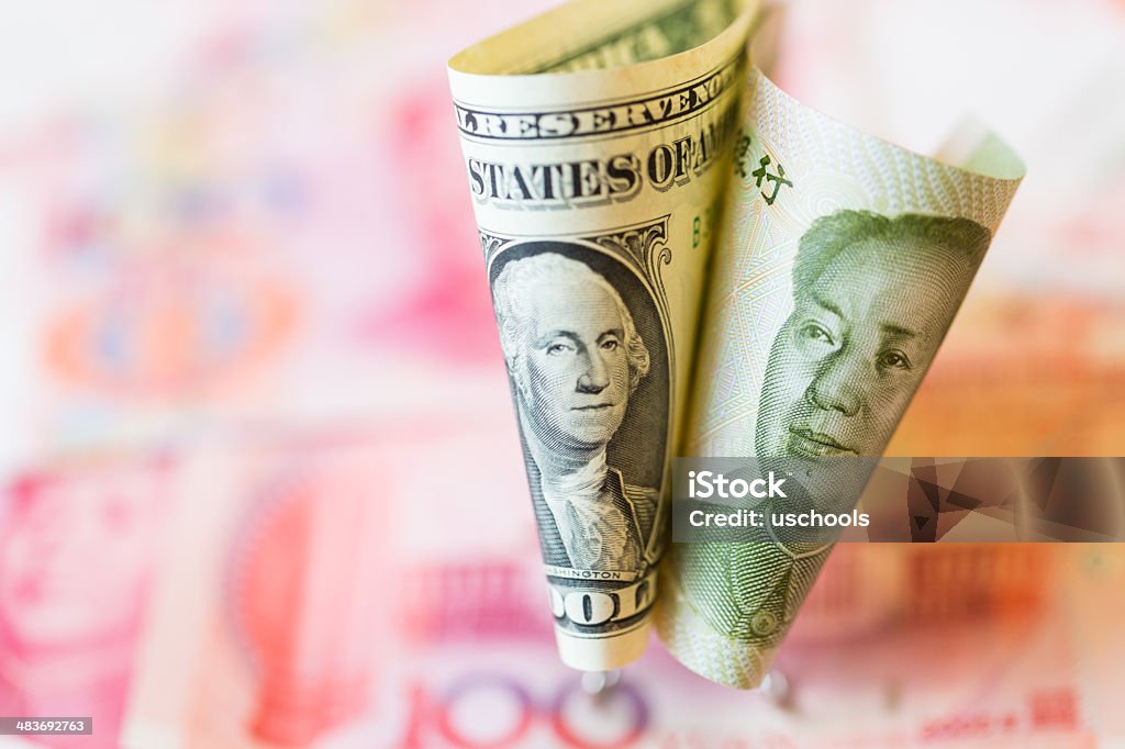 USD and  RMB Currencies  Adult Stock Photo