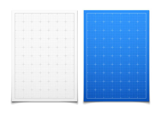 Weiß und Blau, isoliert square grid set mit Schatten – Vektorgrafik