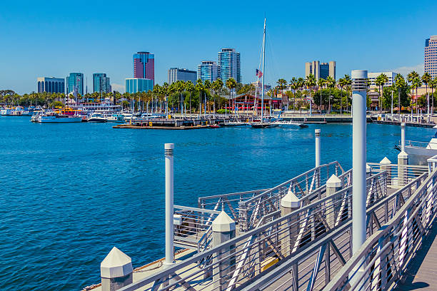 istock Skyscrapers of Long Beach skyline,harbor,boats,spring,CA (P) 483698876