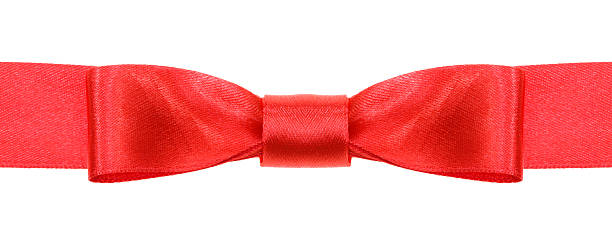 istock symmetric red bow knot on wide satin ribbon 483701256