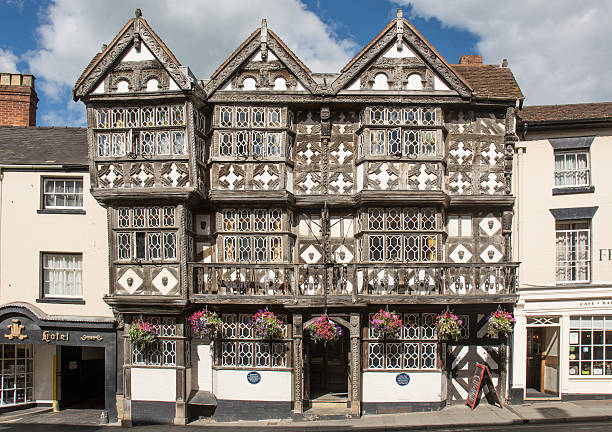 The Feathers, Ludlow Ludlow, UK - June 23, 2015: The Feathers, a famous 17th-century hotel in Ludlow ludlow shropshire stock pictures, royalty-free photos & images