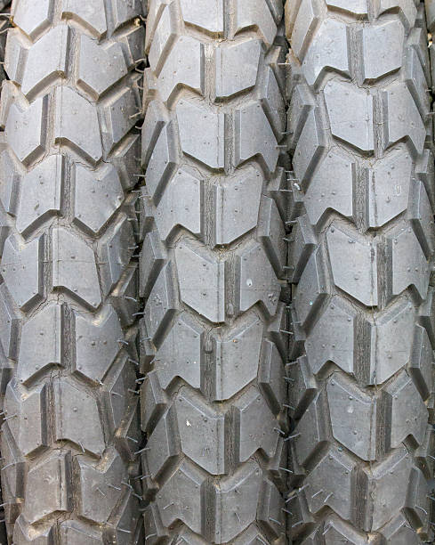 Three Motorcycle tires stock photo