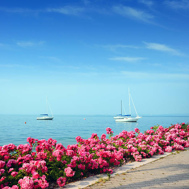 Lake Garda is a major tourist destination in the northern Italy. Composite photo