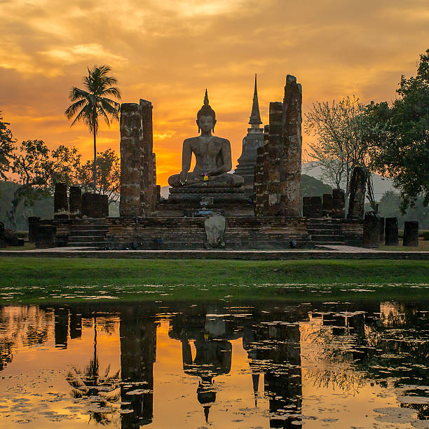 istock Buddha statue in Wat Mahathat temple, Sukhothai Historical Park, 483717769