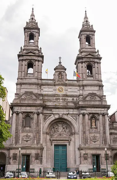 Exterior of the entrance of the Chuch Eglise in Brussels,Belgium