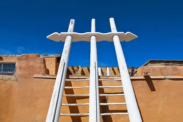 Acoma Pueblo is a Native American pueblo located sixty miles west of Albuquerque, New Mexico.  Pueblo people are descends from the Anasazi, Mogollon, and other ancient peoples. The influences  from the ancient tribes are seen in the architecture and the artistry of Acoma.