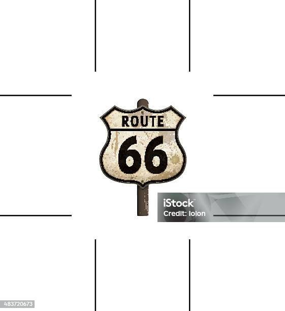Arrugginito Americana Cartello Stradale Di Route 66 - Immagini vettoriali stock e altre immagini di Route 66