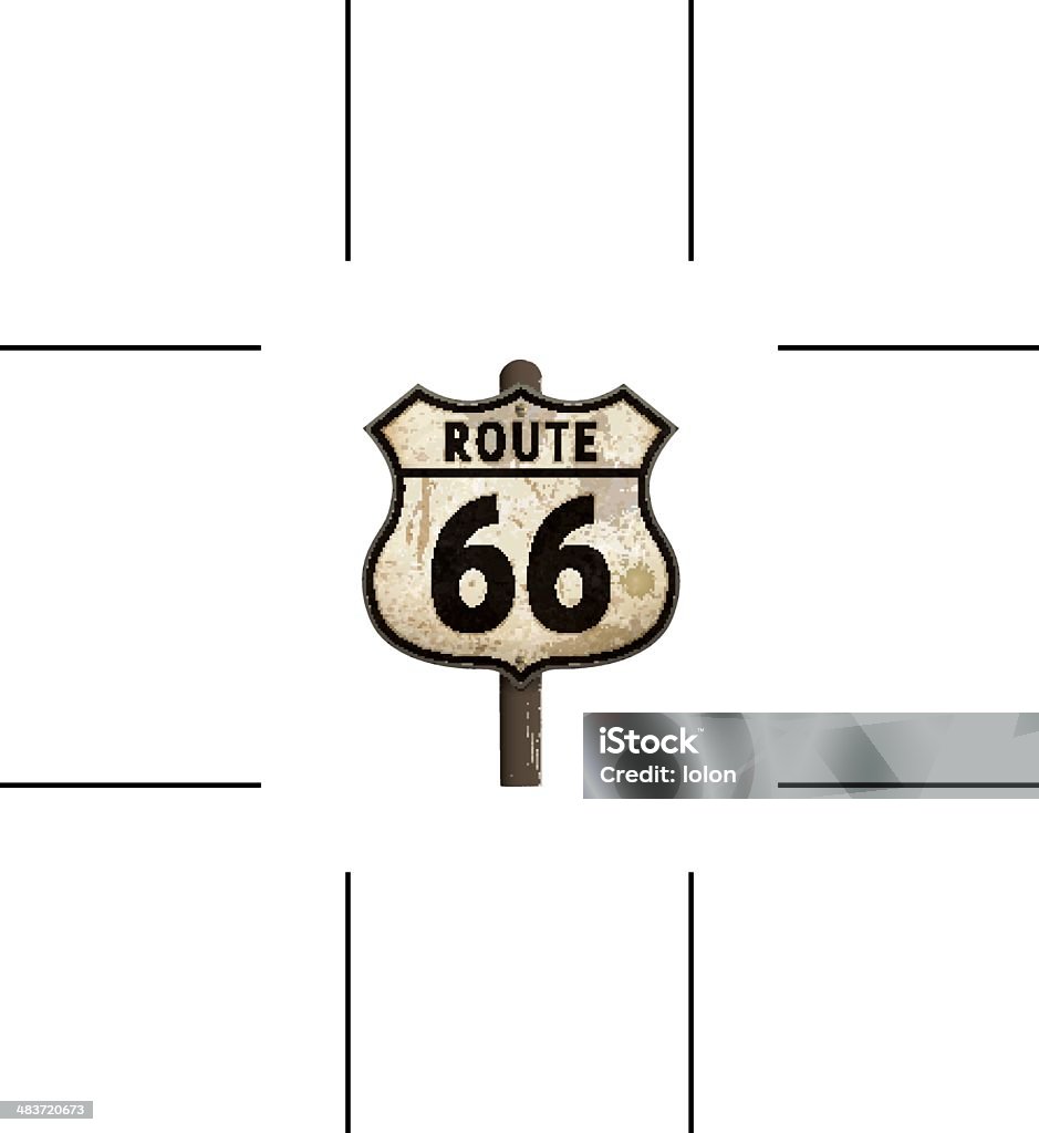 ラスティ・ルート 66 の道路標識 - ルート66のロイヤリティフリーベクトルアート