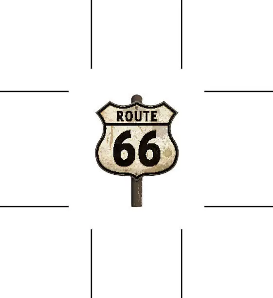 Vector illustration of rusty American route 66 road sign