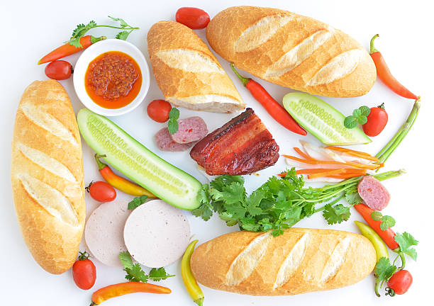 Banh Mi, Vietnamese sandwich ingredients background
