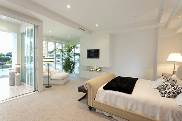 istock Warm bedroom with a terrace 483721682