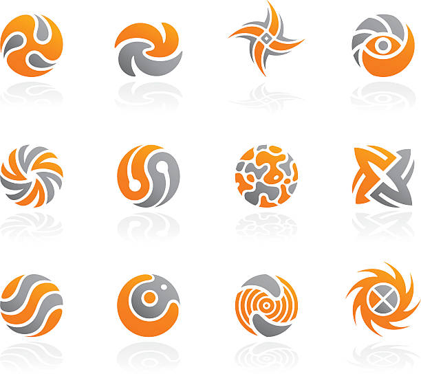 ilustrações, clipart, desenhos animados e ícones de abstrato conjunto de ícones - yin yang ball