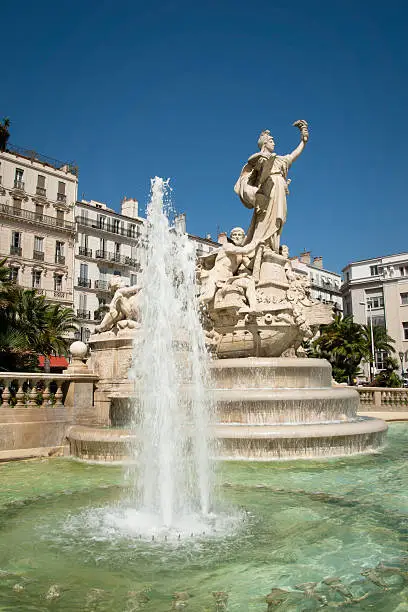 Federation fountain at Place de la Liberté, Toulon, Souther France.