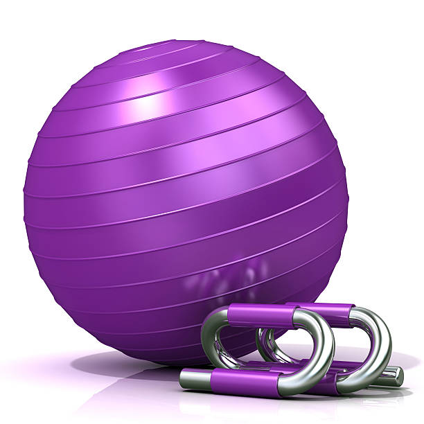 istock Violet fitness ball and push-up bars 483722986