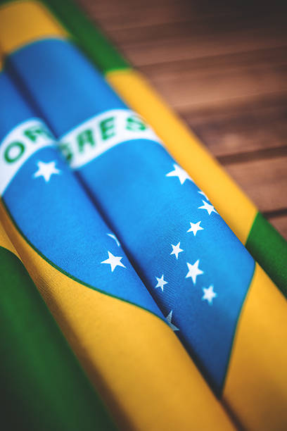 istock Brazilian flag on wood 483724497