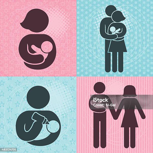 Baby And Parent Icons Stock Illustration - Download Image Now - Baby - Human Age, Icon Symbol, Breastfeeding
