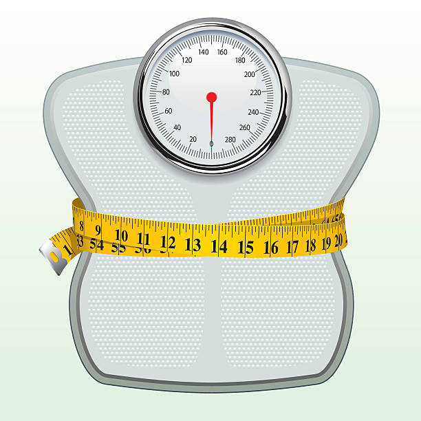 Weighing Scales & Tape Measure Weighing scales. weight loss stock illustrations