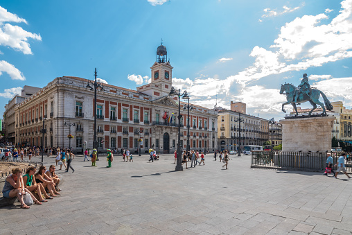 Madrid, Spain - July 19, 2015: The Puerta del Sol (Spanish for \