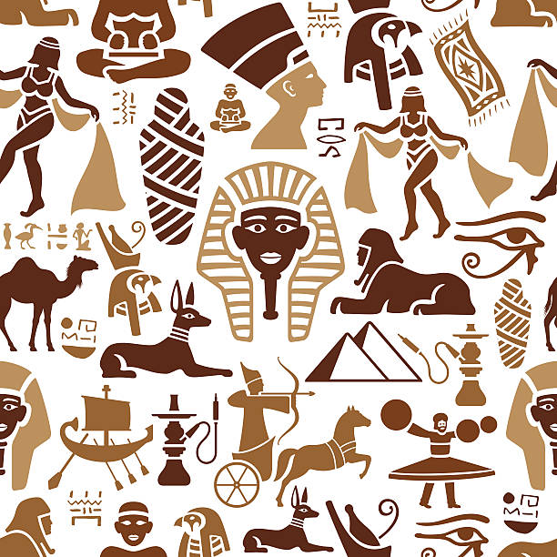 illustrazioni stock, clip art, cartoni animati e icone di tendenza di motivo egiziana - egyptian culture hieroglyphics human eye symbol