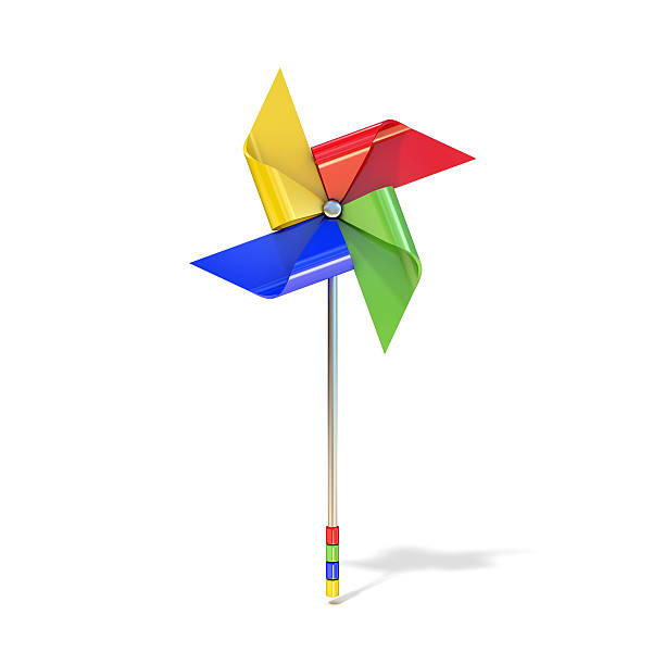 istock Pinwheel toy, four sided, differently colored vanes. 3D 483736092
