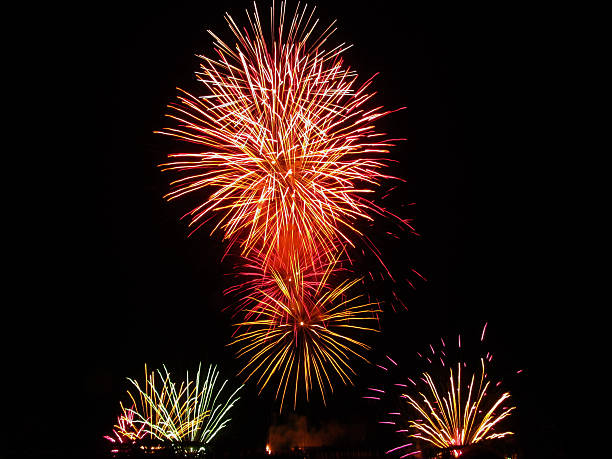 istock Colorful fireworks of various colors light up the night sky 483741346