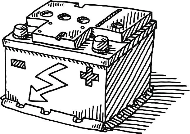 Vector illustration of Car Battery Drawing