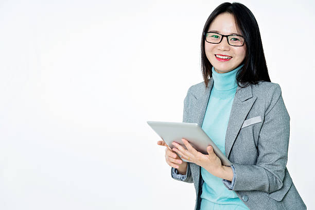 istock Young businesswoman with digital tablet 483748000