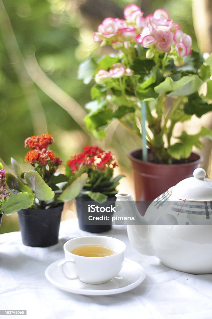 tea and flower tea and flower in Garden time or teatime Afternoon Tea Stock Photo