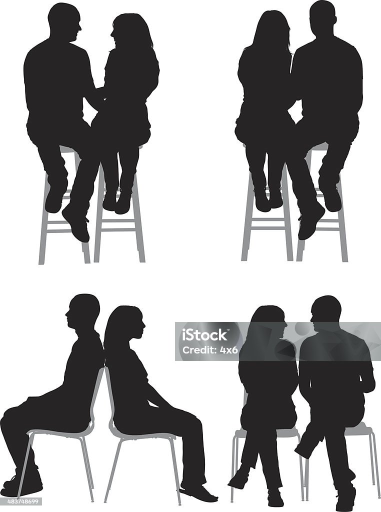 Silhouette of couples Silhouette of coupleshttp://www.twodozendesign.info/i/1.png Sitting stock vector