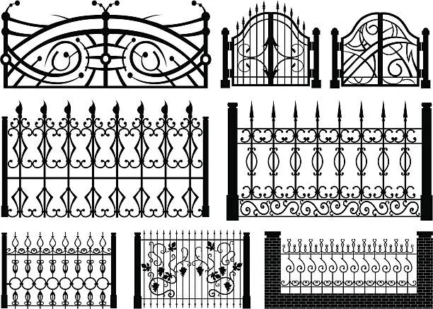 Vector illustration of iron gate vector set
