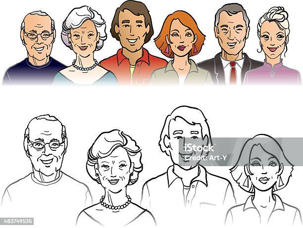 Gesichter Stock Vektor Art und mehr Bilder von Alter Erwachsener - Alter Erwachsener, Erwachsene Person, Frauen