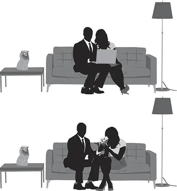 Vector illustration of Couple on couch