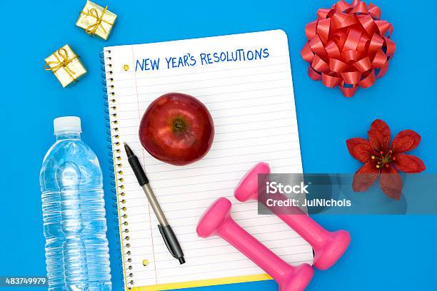 Salutare Il Nuovo Anno - Fotografie stock e altre immagini di Alimentazione sana - Alimentazione sana, Aspirazione, Attrezzatura per esercizio fisico