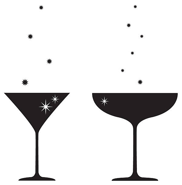 Silhouette of Cocktail & Champagne Glass Silhouette of cocktail & champagne glass. champagne illustrations stock illustrations